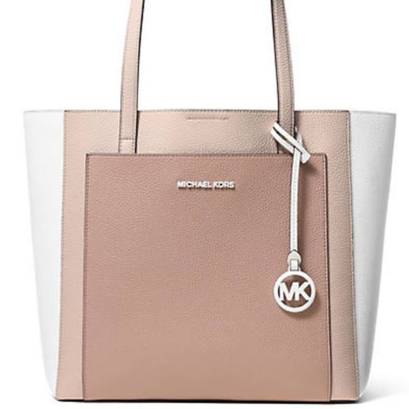 Michael Kors Handbags - Michael Kors bag Tote Pink Leather White large